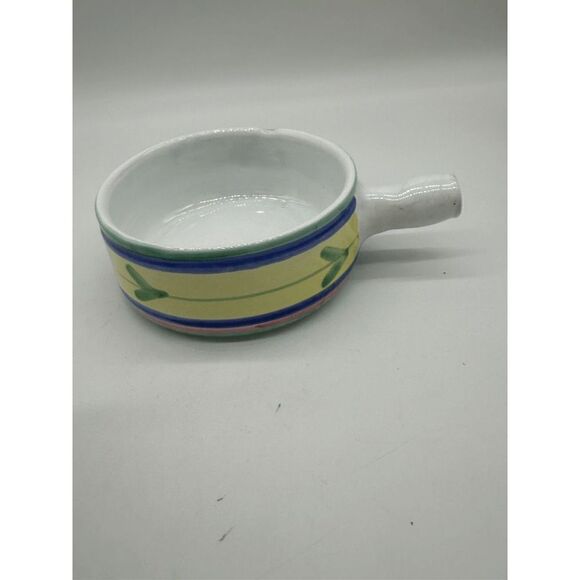 Caleca Italy Ceramic Bowl w/ Handle Hand Painted Dip or Soup Baking Bowl 9 x 3" - Picture 1 of 9